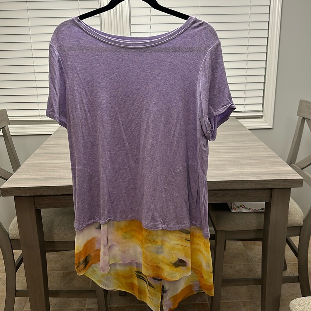 Purple with chiffon hem LOGO by Lori Goldstein top Large